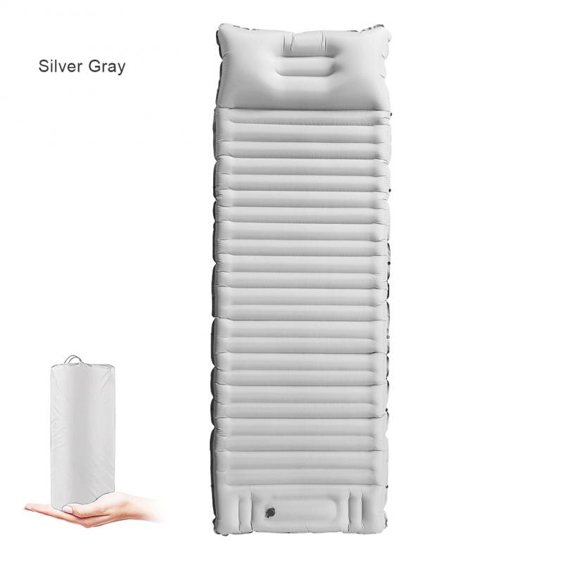Inflatable Camping Mat Outdoor Camping Beach Inflatable Bed Office Lunch Break Portable Thickened Widened Durable 캠핑: Silver Grey