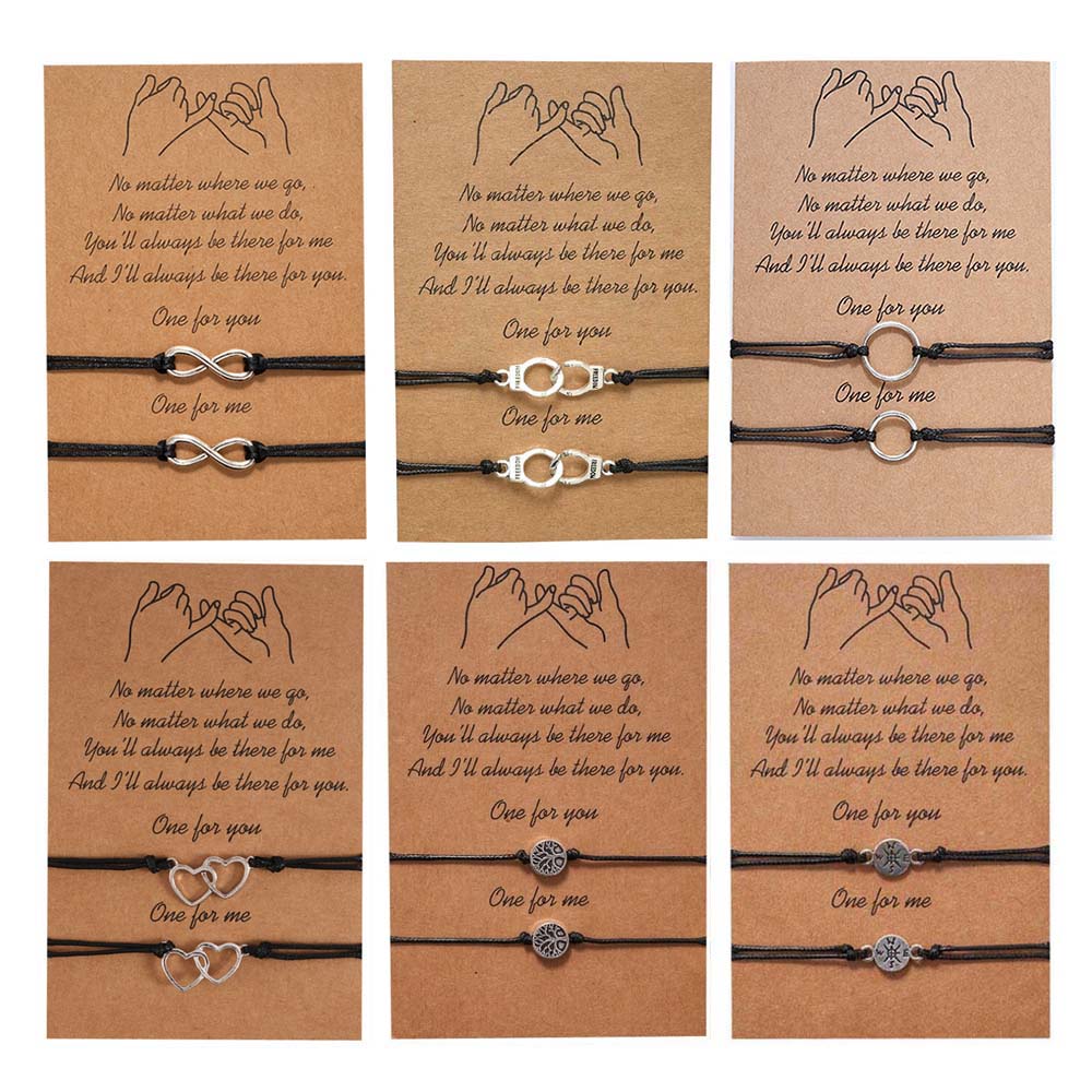 2 Pcs Pinky Promise Bracelets Friendship Couple Distance Matching Bracelet for Best Friend Teen Jewelry