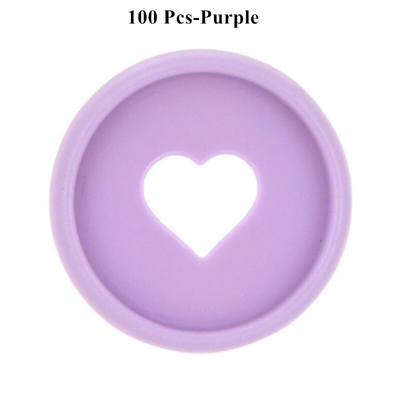 50/100 sztuk stałe pierścień z sercem spoiwa do notebooków 28mm Diy luźny segregator do scrapbookingu Planner dyski A20-S18: 100 Pcs-Purple