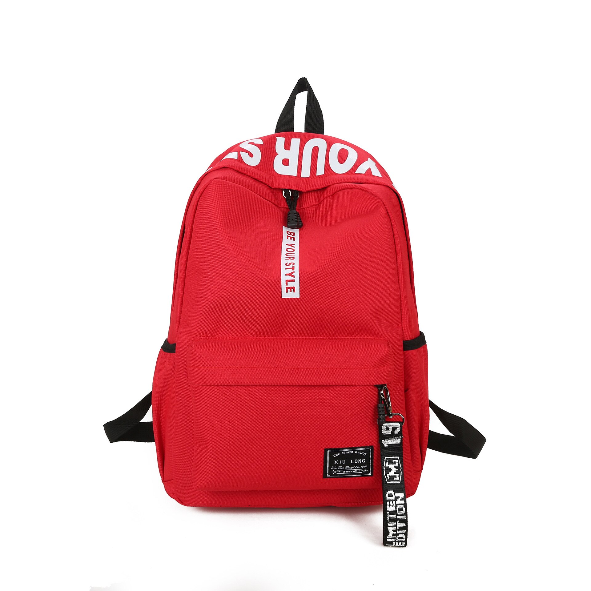 Sort nylon kvinder skoletasker til teenagepiger rygsæk kvindelige teenagere mænd skoletaske afslappet stil studerende bogtaske: Rød