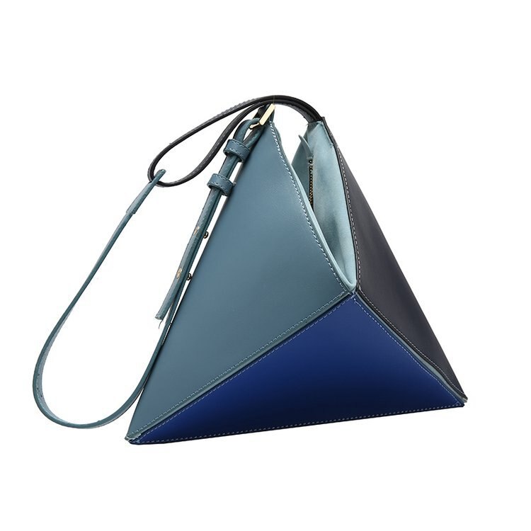 , , bolso de mano para mujer, bolsas de mensajero, bolso plegable triangular a juego, bolso de mano para mujer, bolso de mano portátil inclinado: blue