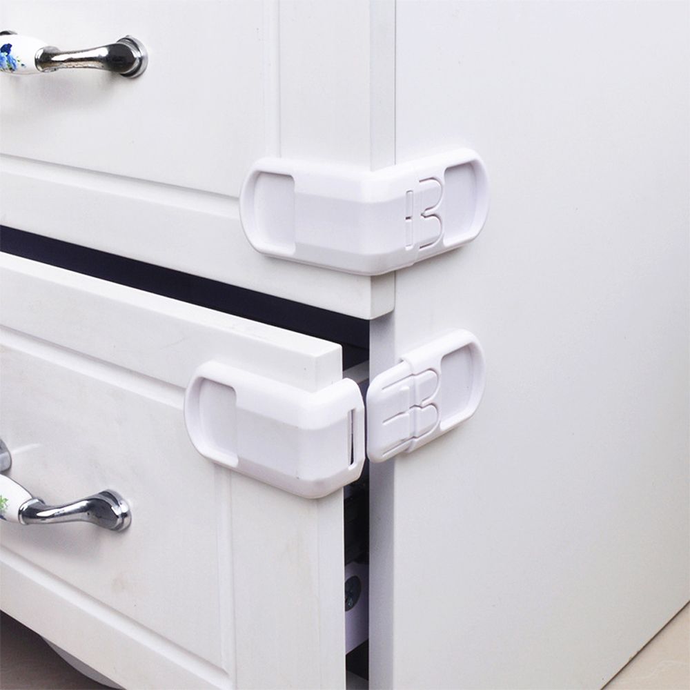 2pcs Plastic Baby Kids Safety Lock Self Adhesive Drawer Cupboard Cabinet Wardrobe Door Fridge Safe Locks Adjustable Baby Care