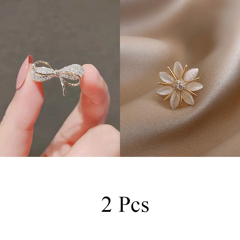 Conjunto de broches de para mujer, broches con lazo de flores, Pin de solapa antideslumbrante de Metal, alfileres fijos para ropa, suéter, abrigo, accesorios de ropa: Bronce antiguo plateado