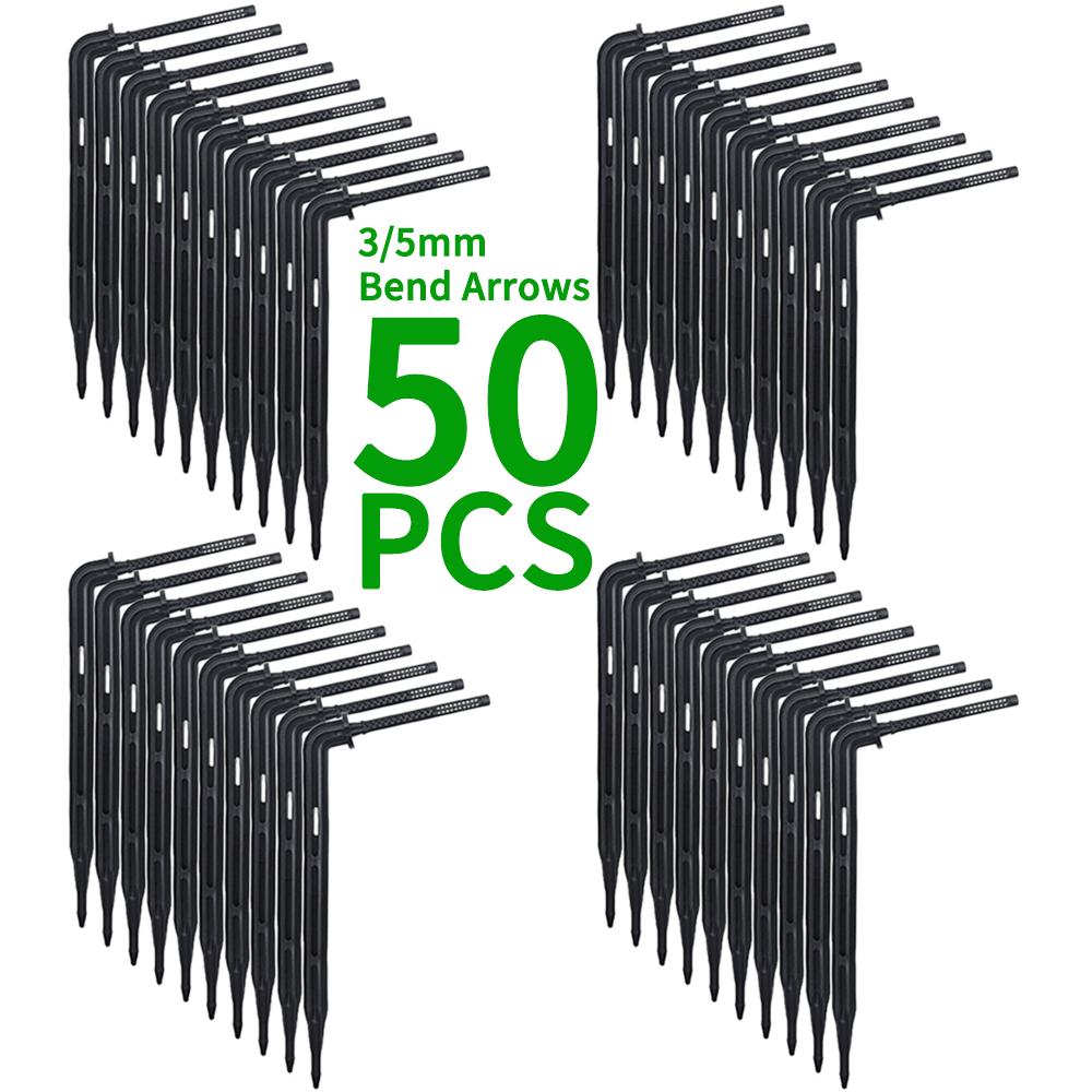 Greenhouse Garden 50PCS Bend Drip Arrow Dripper Micro Drip Irrigation Kit Emitter fit 3/5mm Hose Watering Saving Dripper Flowers: Burgundy
