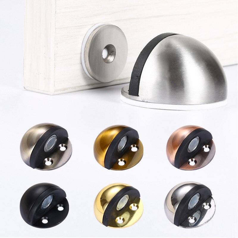 Rustfrit stål magnet dør stopper gummi dør prop anti-kollision træ toilet dør holder lås dørstop møbler hardware