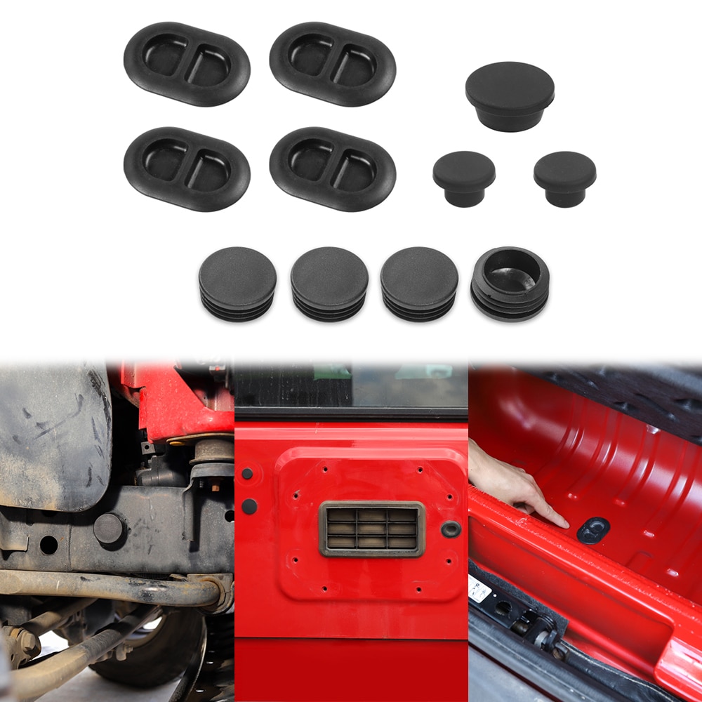 Bouchons de vidange de plancher de châssis de voiture, trou de porte de hayon, prise étanche pour Jeep Wrangler JK JKU Rubicon &amp; Spors 2007 accessoires