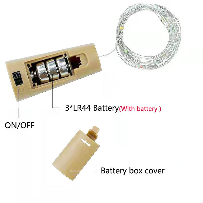 Guirnalda de luces LED con corcho para botella de vino, guirnalda de luces alimentadas por batería, decoración para de Navidad, boda y Bar, 6 uds.