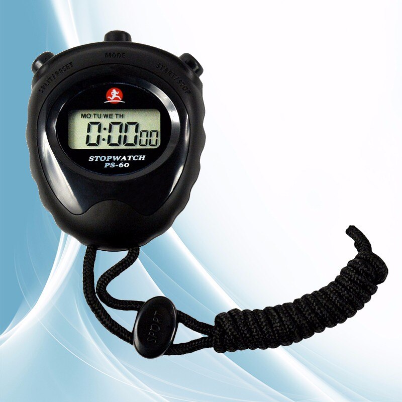 1/5pcs Running Training Sports Handheld Timer Digital LCD Chronograph Stopwatch Alarm Clock Counter: Black-1pcs