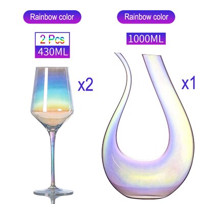 Crystal glass rainbow red wine glass goblet home drinkware U-shaped decanter wine glass chanpagne cup drinking utensils