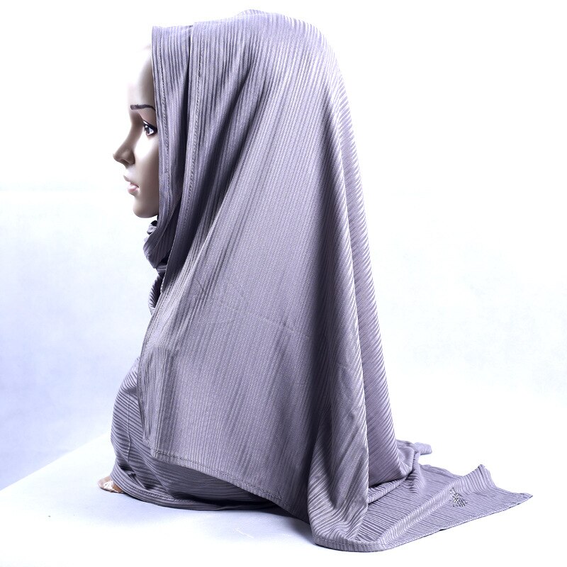 LINLING turquie femmes en mousseline de soie solide écharpe musulmane dames châles et enveloppes doux femme Hijab étoles tête sous-écharpes N488: C3
