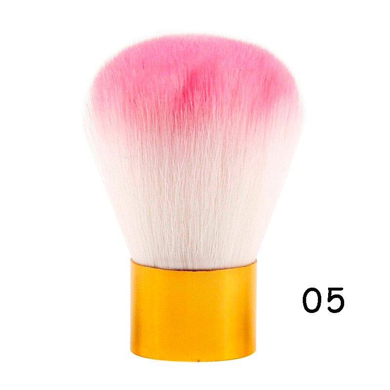 Bqan nagelverktyg borste för akryl & uv gel nail art dust clean borste manikyr pedikyr verktyg rosa gul lila röd kabuki borste: 05