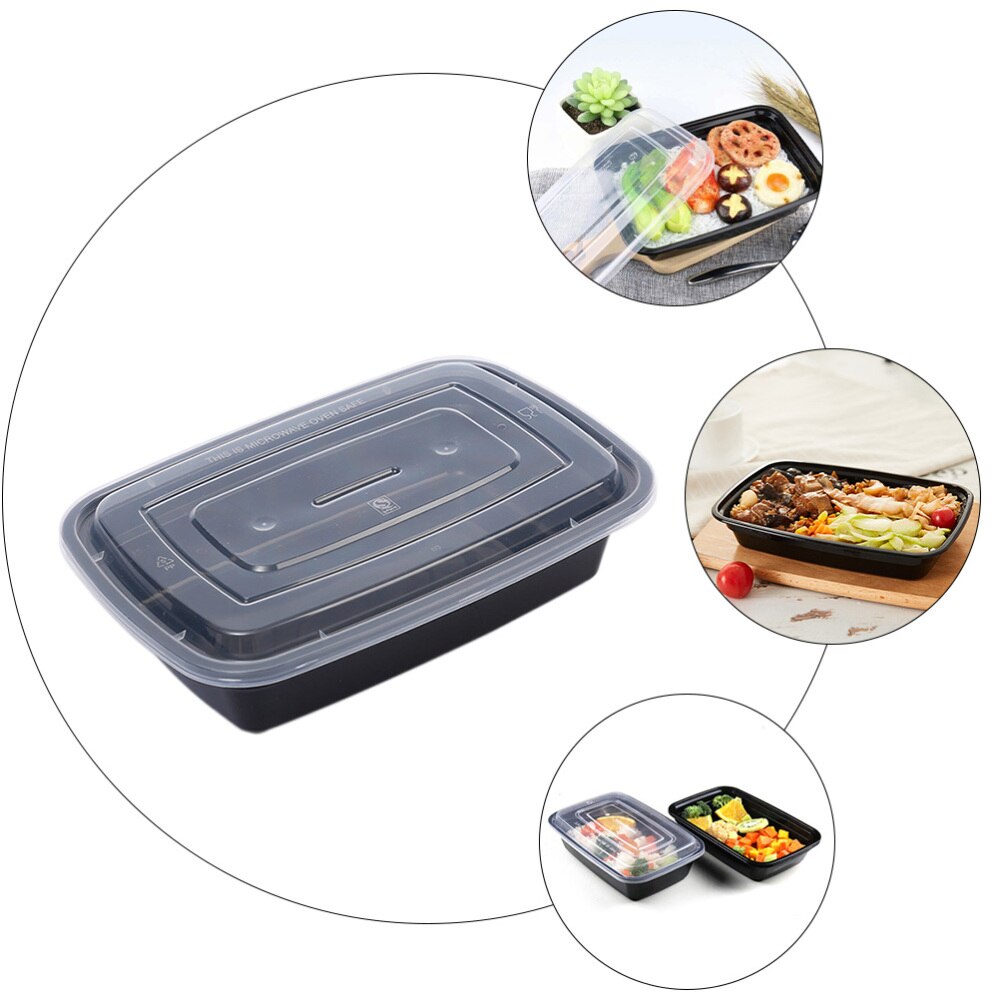 30pcs Disposable Lunch Boxes Takeaway Boxes Food Storage Boxes (Black)