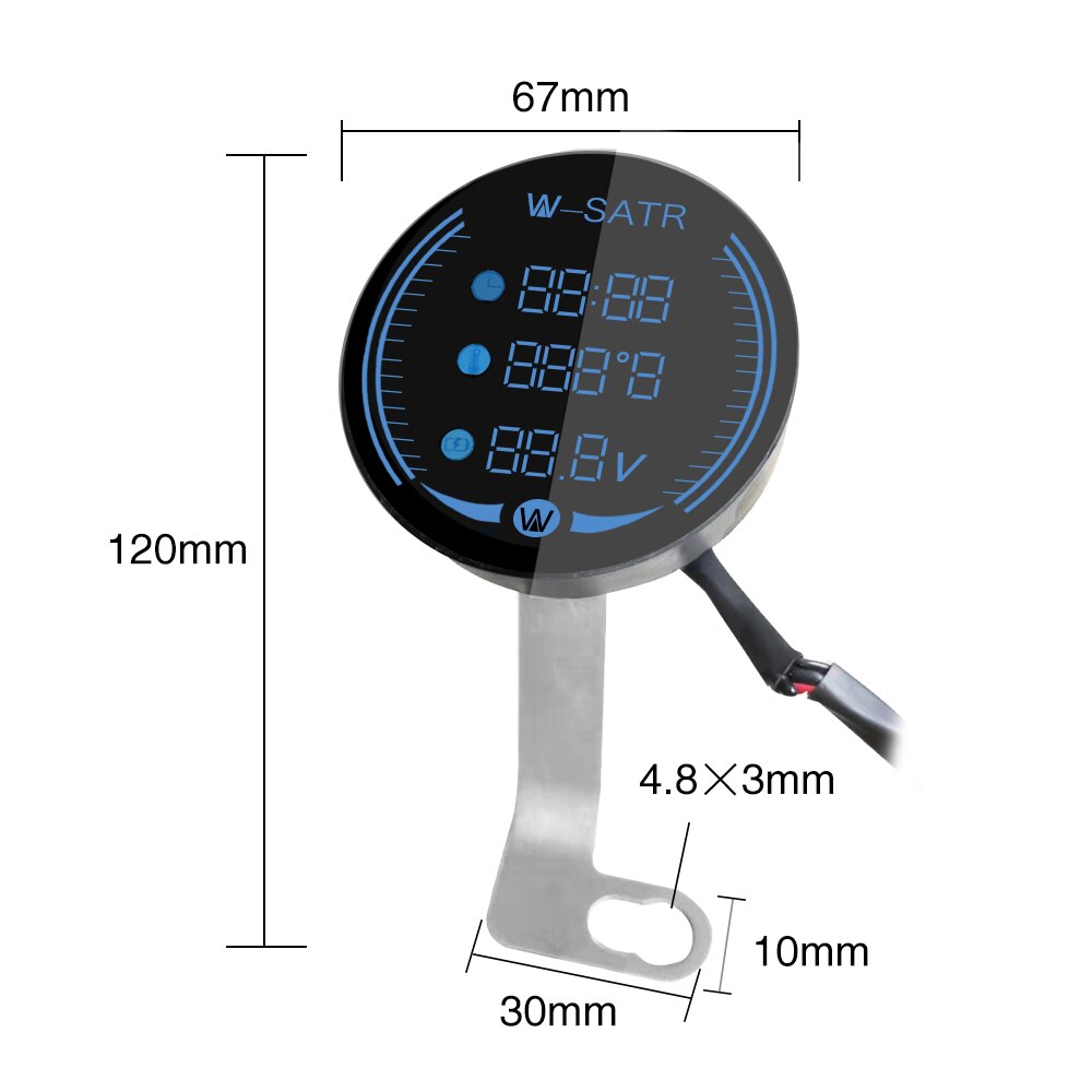 3 In 1 Time Motorcycle Gauge Temperature Voltage LED Digital Voltmeter Thermometer 1 pcs Round