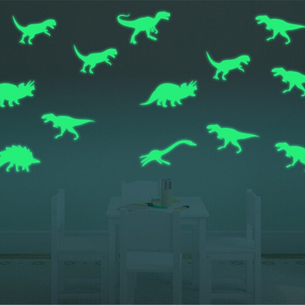 9 Stks/pak Dinosaurus Glow In The Dark Muurstickers Lichtgevende Home Decor Decal Baby Kinderkamer Fluorescerende Stickers 18x14cm