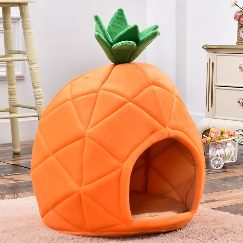 Haustier Hund Bett Kreative Ananas Warme Weiche Zwinger Obst Katze Hund Haus Schlafen Pad Ebene Welpen Höhle Schlaf matt Obst Haustier Nest