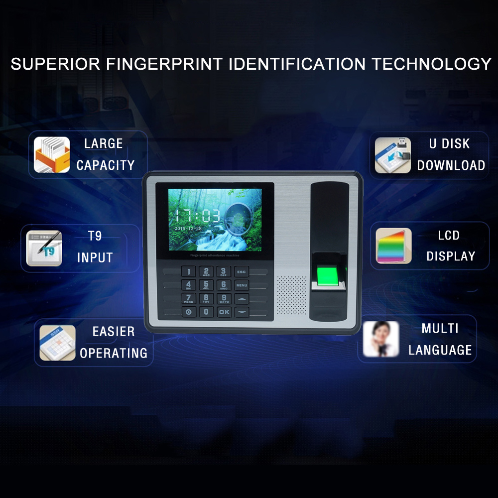 Biometrische Vingerafdruk Wachtwoord Aanwezigheid Machine Werknemer Controleren-in Recorder 4 "in TFT Lcd-scherm DC 5 v Tijd presentielijst Klok