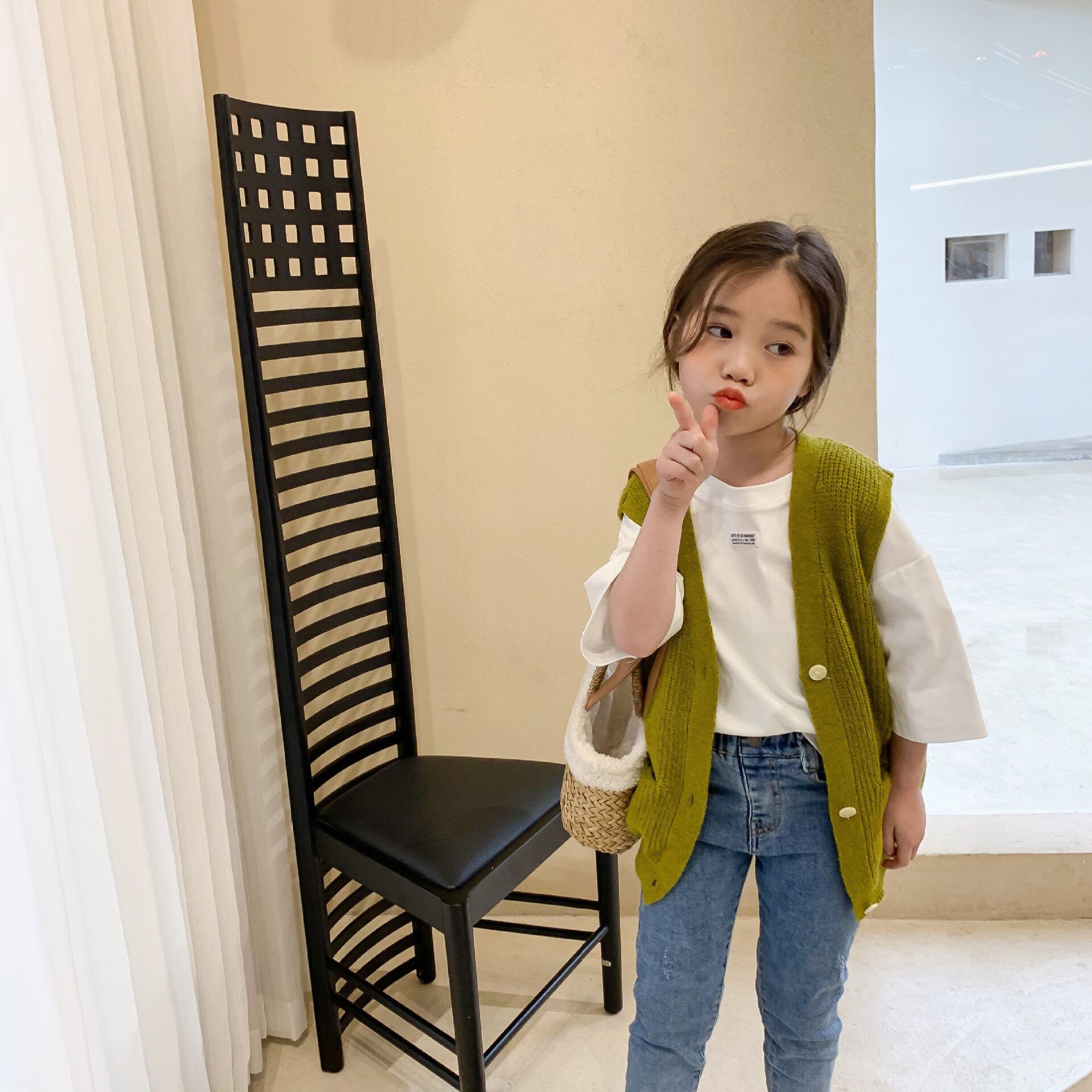 Spring Girls Knitted Vest Kids Korean Vests