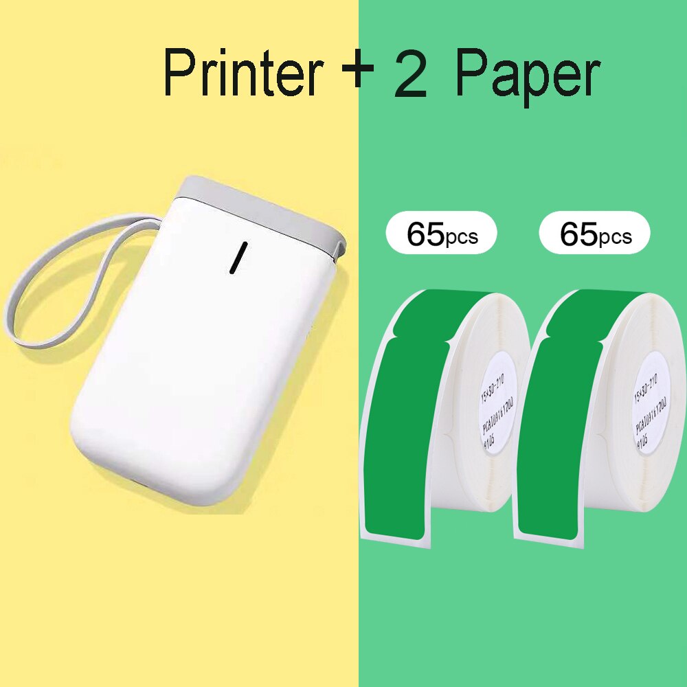 Thermische Printer Mini Handheld Sticker Kabel Label Printer Bluetooth Aansluiting Voor Mobiele Telefoon Android En Ios D11 Printers: P 2 Rolls Green