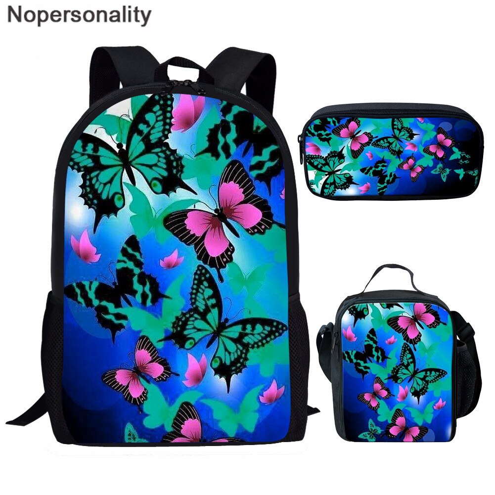 Nopersonality Butterfly Backpack for School Kids Girls Book Bags 3Pcs/Sets Rucksack Women's Travel Bagpack Children Schoolbags: Z5910CGK