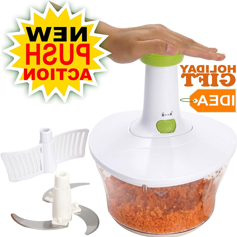 Express Food Chopper: Large 6.8-Cup, Quick & Powerful Manual Hand Held Chopper/Mixer To Chop Fruits, Vegetables, Herbs Onions