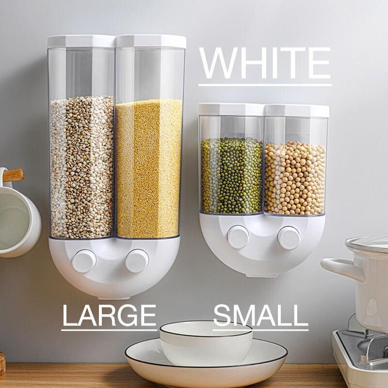 Push-Soort Muur Gemonteerde Graan Opslagtank Keuken Muur Gemonteerde Granen Opslagtank Rijst Bean Verzegelde Kan havermout Dispenser: S WHITE