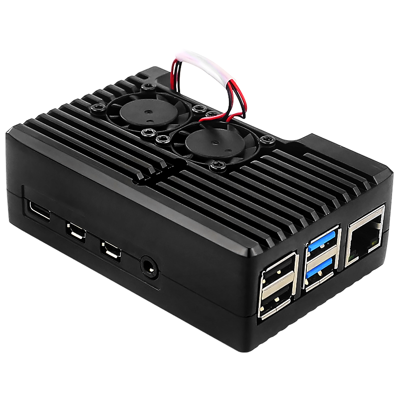 Raspberry Pi 4 Aluminum Case Armor Shell with Dual Cooling Fan 4 Heatsinks Active & Passive Cooling for Raspberry Pi 4 Model B