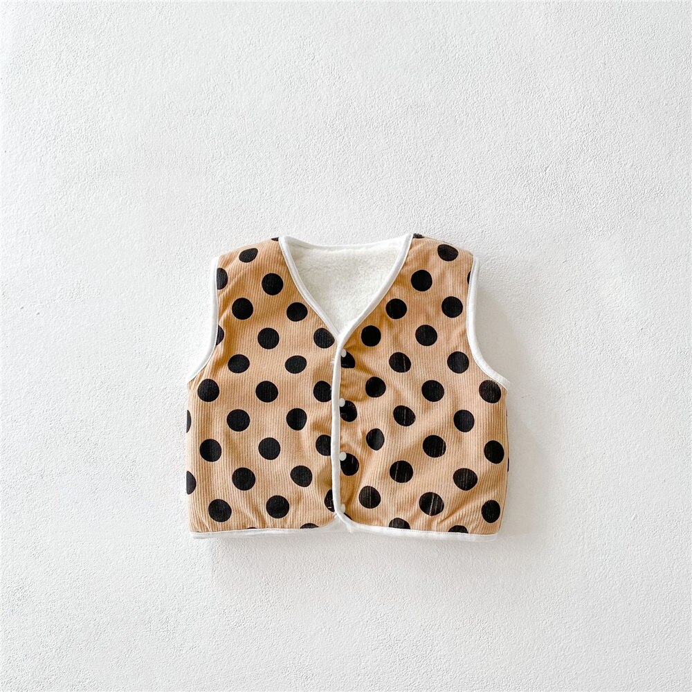 Gilet Vintage en velours côtelé à pois pour bébé, gilet et épais pour enfant en bas âge, vêtements d&#39;extérieur pour garçon, hiver