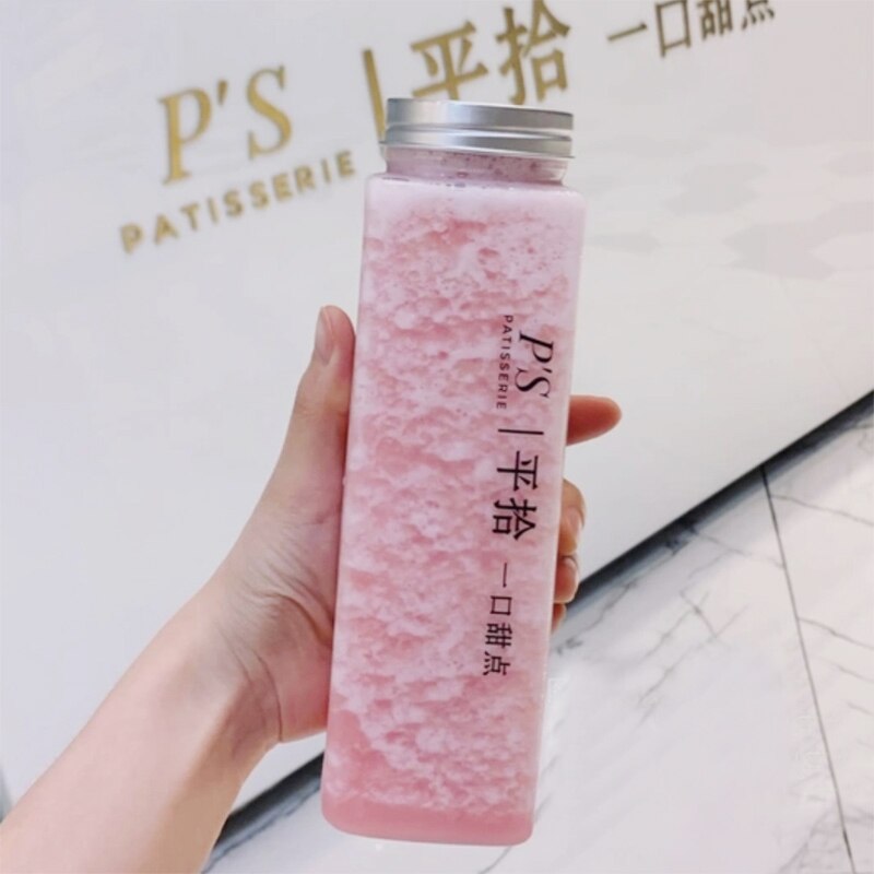 500ml Square Disposable Beverage Bottle Milk Tea Shop Plastic Yogurt Bottle Disposable Candy Jar Mason Jar Lids Storage Bottle