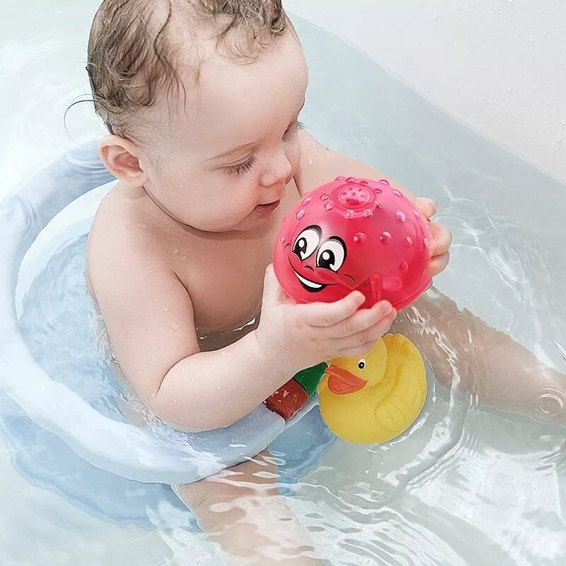 Water and land two play baby bath toy electric light toy induction squirt ball baby shake sound bath toy