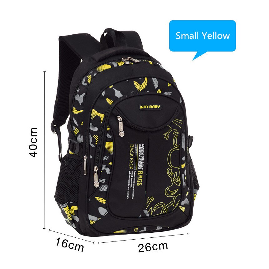 Skoletasker til drenge vandtæt skole rygsæk skoletaske billige rygsække til børn børn taske taske: Lille gul