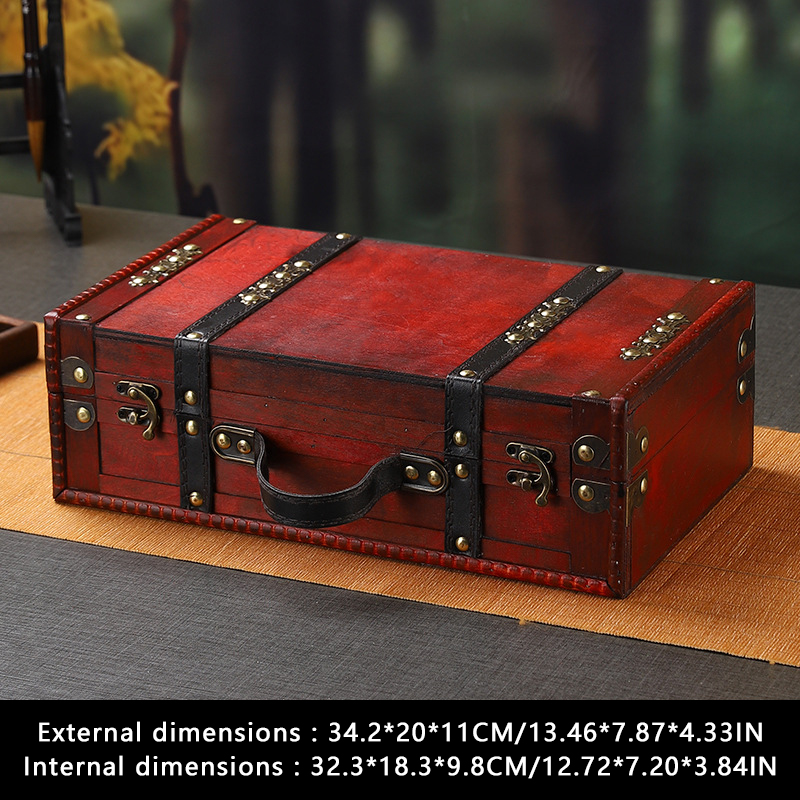 Valise Vintage en bois avec poignée, , boîte de rangement pour bijoux au trésor de Style européen, mallette de rangement pour la maison et les voyages: Bleu