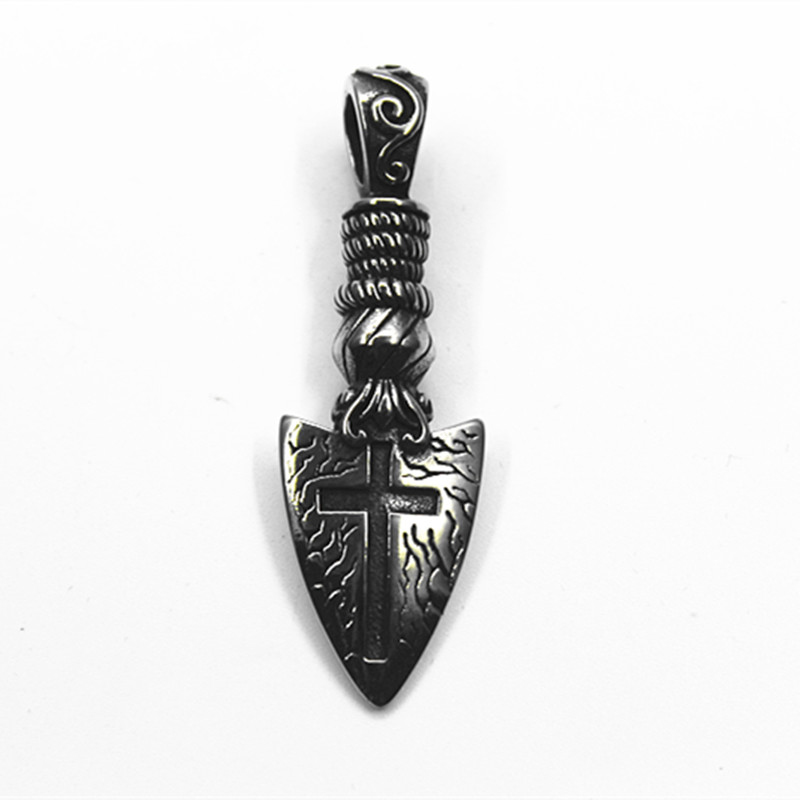 Dominant knight spear and shield cross arrow pendant classic trendy jewelry necklace