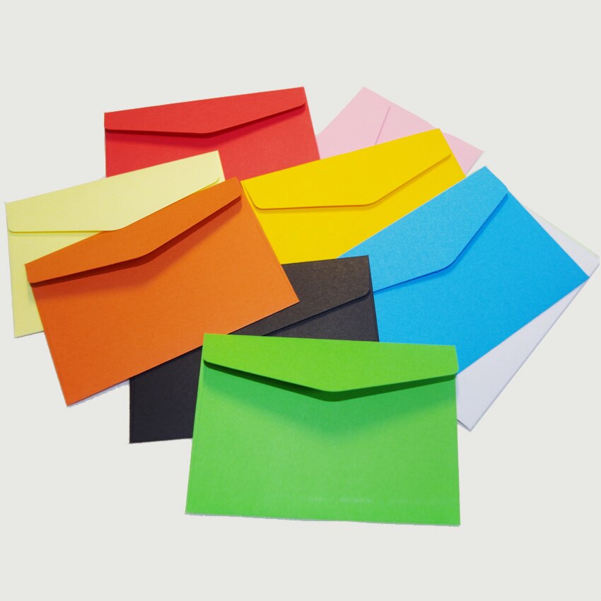100pcs Lxw: 11.7x8cm Colorful Mini Kraft Envelope Business Vip Card Small Wedding Party Invitation Card Paper Envelopes Office