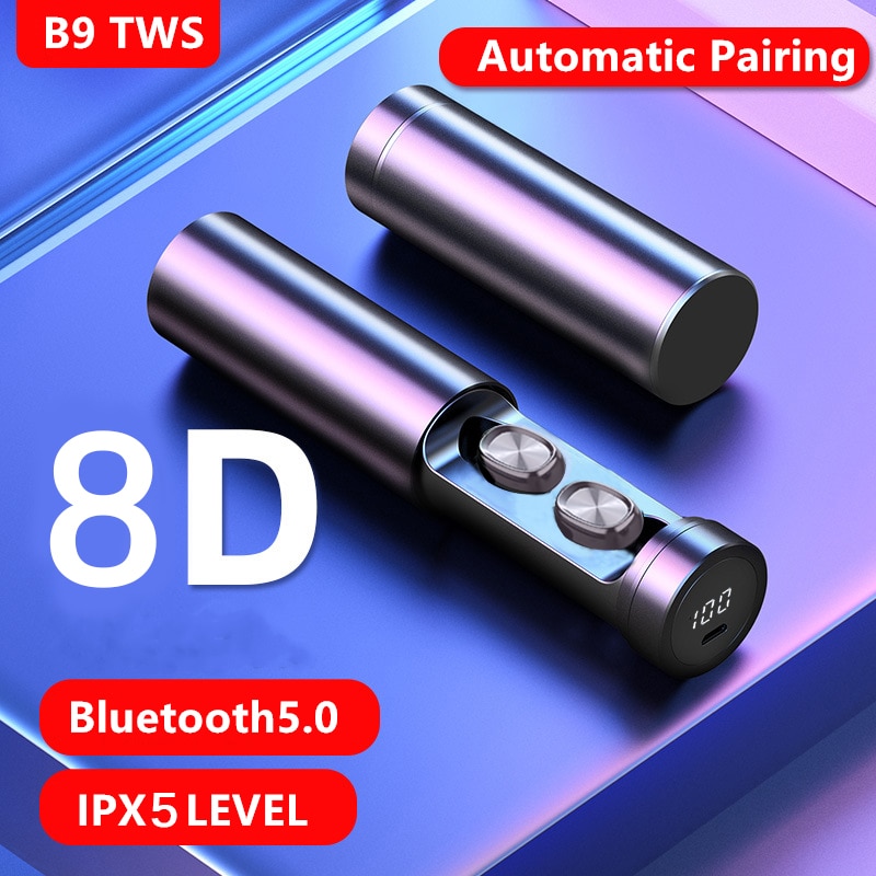 B9 TWS Bluetooth Earphone 5.0 Wireless 8D HIFI Sport Earphone MIC Earbuds Gaming Music Headset For Xiaomi Samsung Huawei