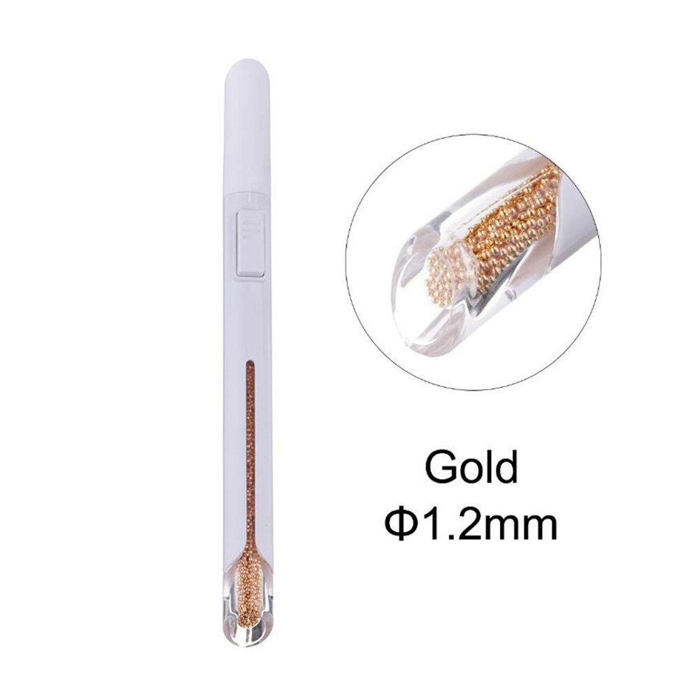 Herramienta para hacer puntos de decoración de uñas cuentas de acero cosechadora de uñas pluma punteadora Multi-función instrumentos de manicura herramienta de decoración de salón: Dorado