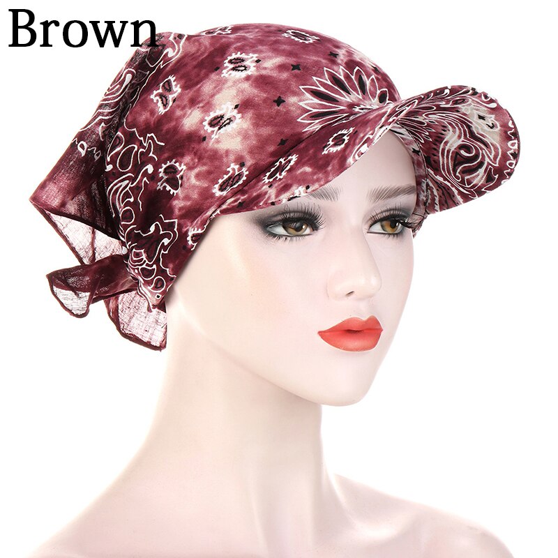 Sunscreen Hedging Cap Bandana Square Scarf Hats Printed Brim Baseball Caps Sunshade Hooded Scarf Headpiece Headscarf: 06