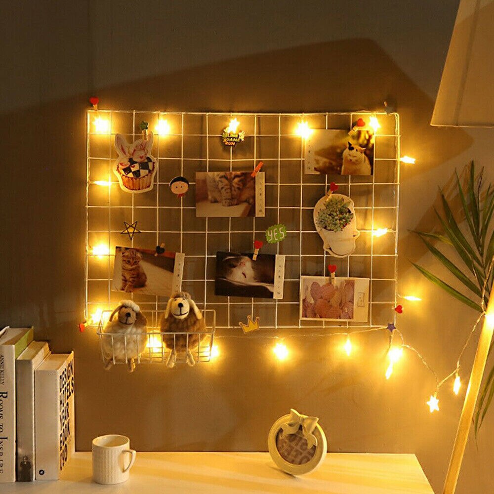 20 x 20cm metallnät vägghängande fotoram multifunktionspanel vykort mesh ram väggkonst display förvaringsställ dekor