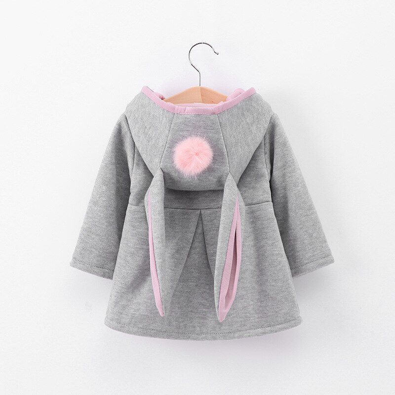 Oklady Lente Meisje baby Bovenkleding Mooie Baby Konijn Oren Capuchon Meisje voor baby Kleding Katoenen Jas Warme Bovenkleding