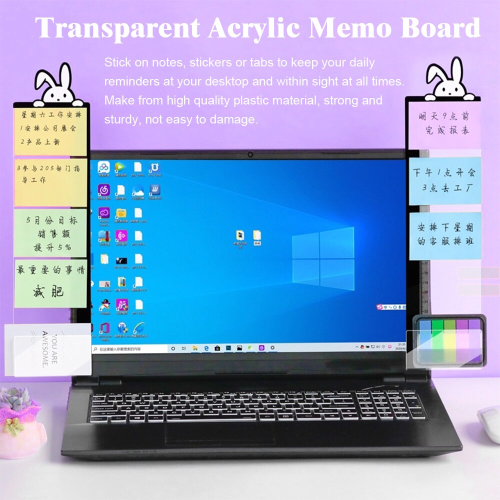 Acrylic Monitor Message Memo Board for Sticky Note Transparent Name Card Phone Holder Desktop Plastic Holder Stationery
