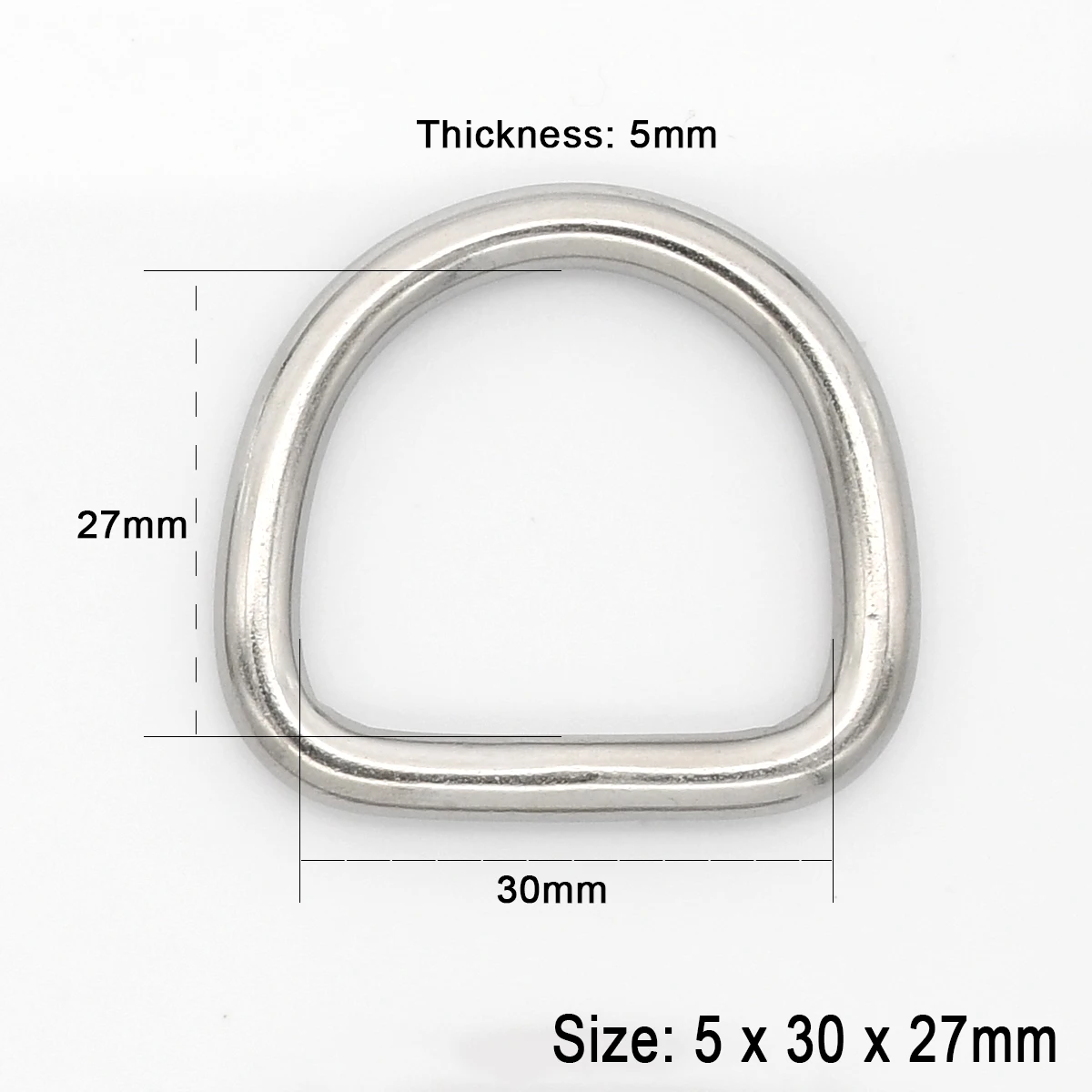 Cierre de hebilla de anillo Dee D de acero inoxidable para Collar de perro mascota, mochila, bolso artesanal de cuero, correa, cinturón, correas, piezas de prendas: Láser brillante