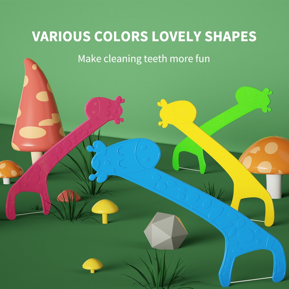 Kingubznis 160pcs Dental Floss For Children Toothpicks With Threads Kids Child Flosser Clean Between Teeth fil dentaire enfant