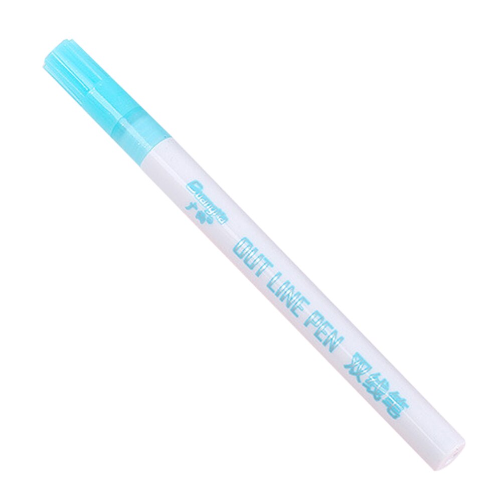 Card Writing Drawing Double Line Outline Pen Portable for School DIY Poster TI99: Sky Blue