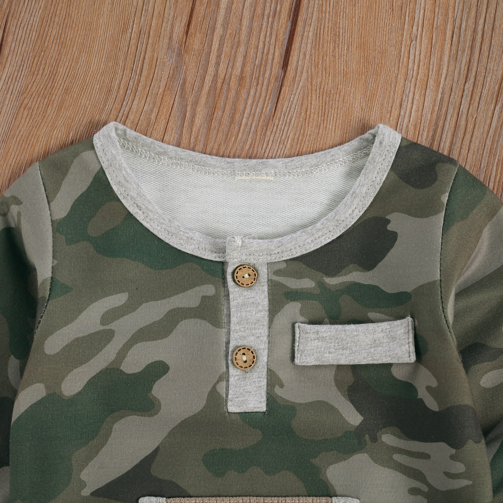 Dzieci niemowlę dziewczynki chłopcy kombinezon Camo maluch jednoczęściowy ubiór wzór kamuflażu kieszeń na guzik romper dla dziecka