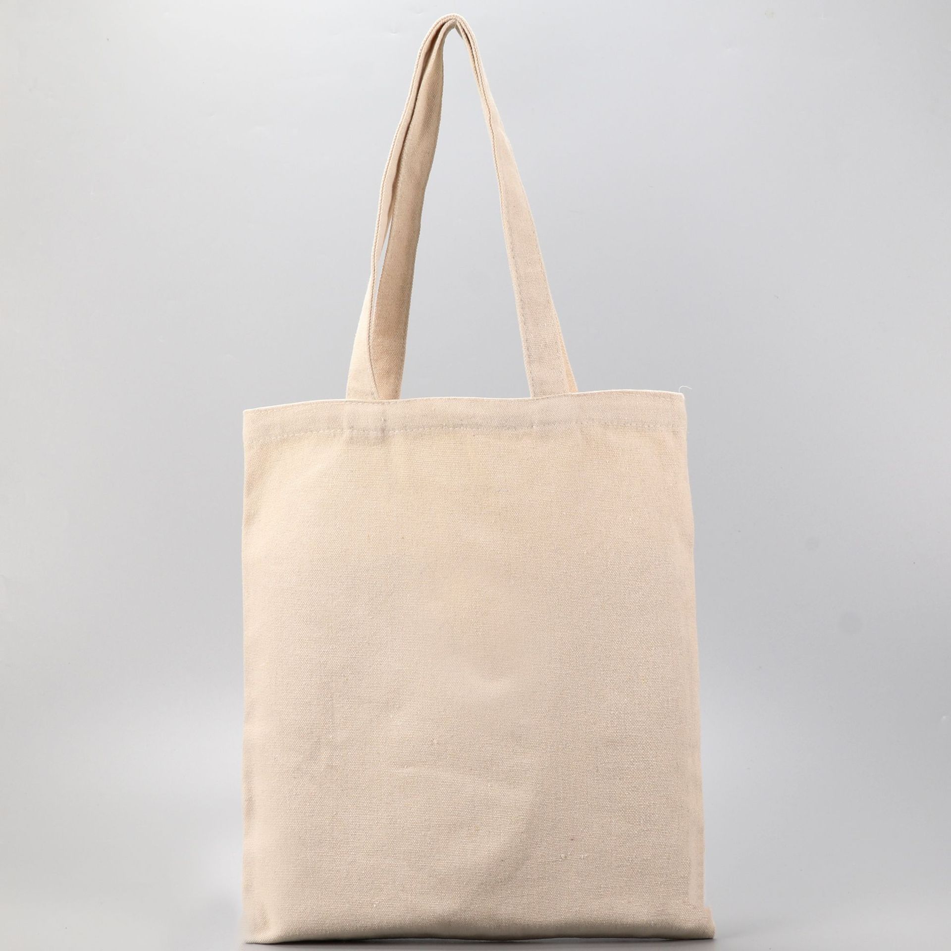 Canvas large capacity handbag large shoulder cotton shopping bag reusable ecological beach bag: Beige / 20x26cm