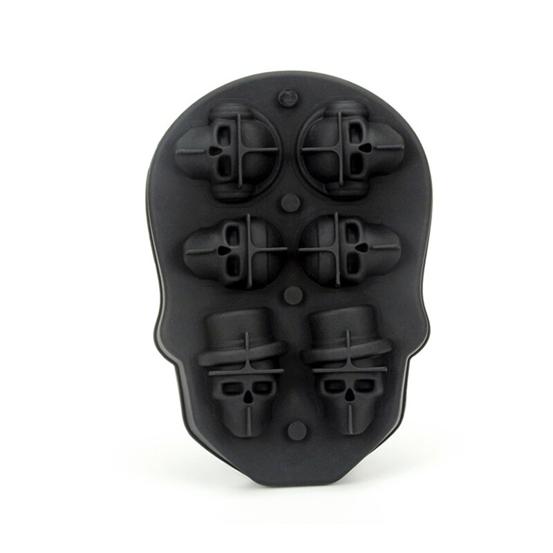 Silicone Ice Mould 3D Skull Shaped Ice Cube Mold For Whiskey Cocktail Stackable Flexible Silicone Ice Cube Tray Ice Cream Tools: Black