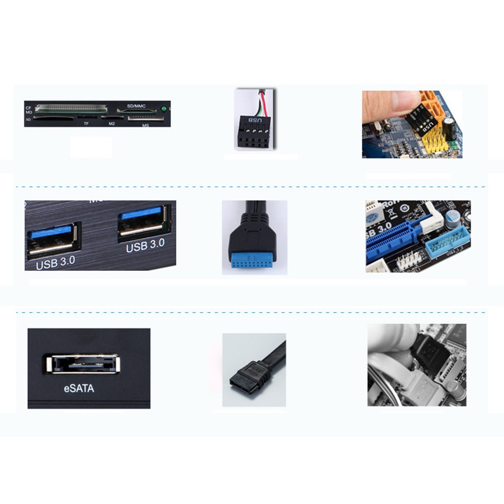 Multi-port pc frontpanel intern usb 3.0 esata typ-c tf sd-kortläsarnav