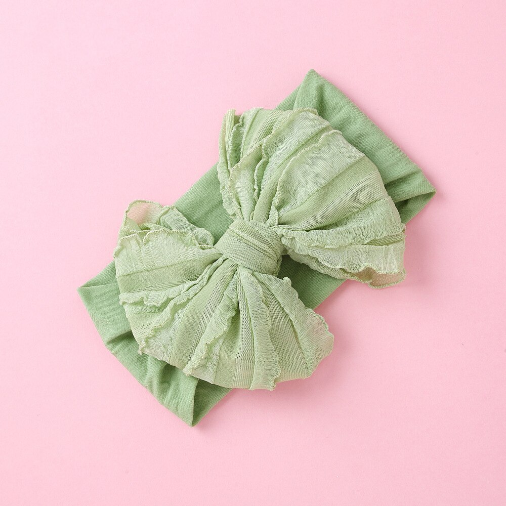 Großes rüschen-schleifen-stirnband aus Nylon, breiter babyturban aus superweichem Chiffon, handgefertigt, geknotet, einheitsgröße, jfny 200: Farbe 11