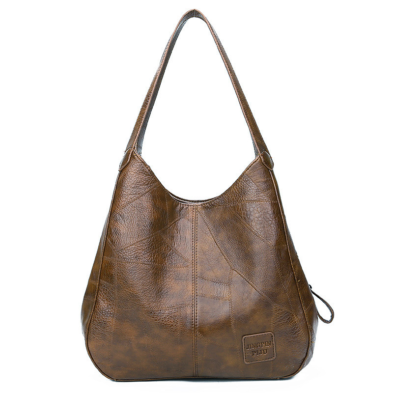 Yogodlns Vintage Women Hand Bag Designers Luxury Handbags Women Shoulder Tote Female Top-handle Bags Brand: coffee