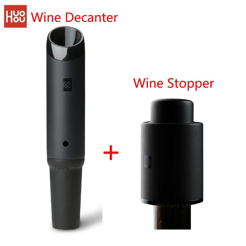 Newest Huohou Fast Wine Decanter/Wine Stopper 2in1 Pouring Tools Stainless Steel Vacuum Bottle Stopper Bottles Cap Bar Accessori