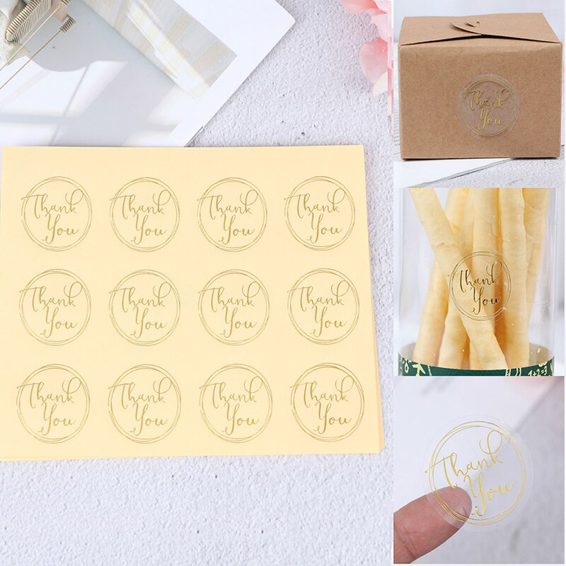 120 Pcs 3.5cm Round Sealing stickers Transparent Thank You Seal Stickers DIY Deco Sticker Label Stationery Supplies